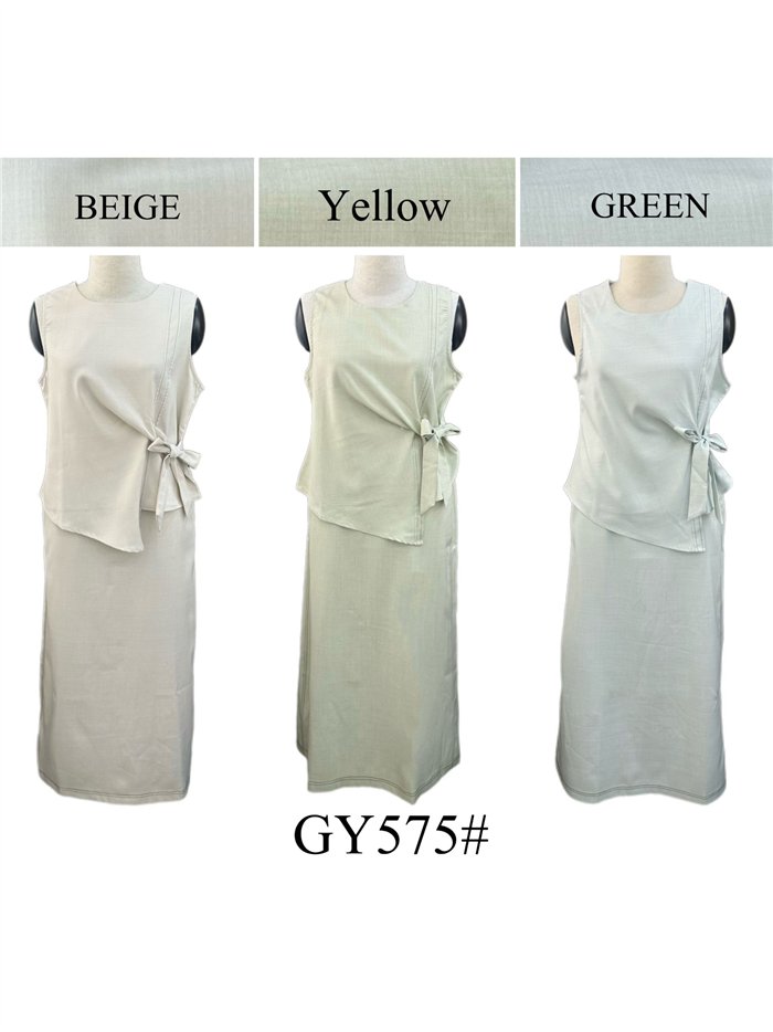 Ensemble blouse asymétrique à nouer sur le côté et jupe midi