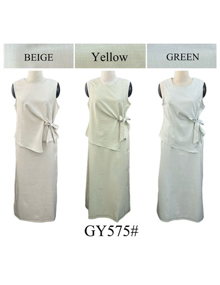 Ensemble blouse asymétrique à nouer sur le côté et jupe midi