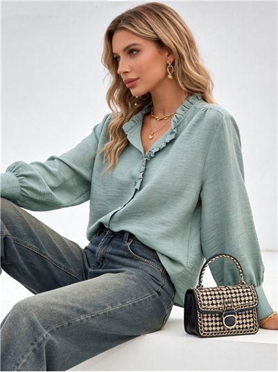 Blusa con volante frontal