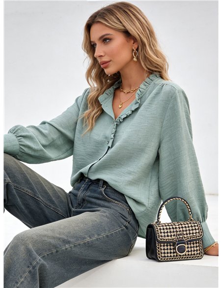 Blusa con volante frontal