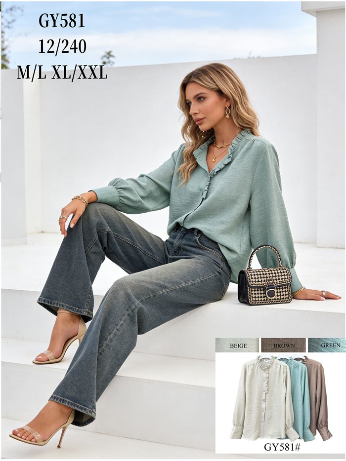 Blusa con volante frontal