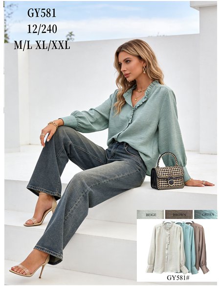 Blusa con volante frontal