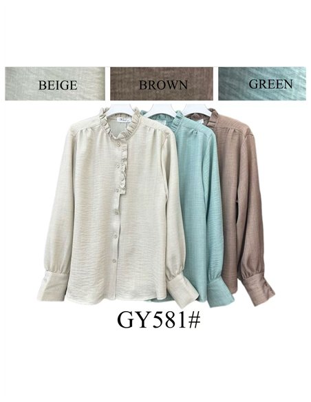 Blusa con volante frontal