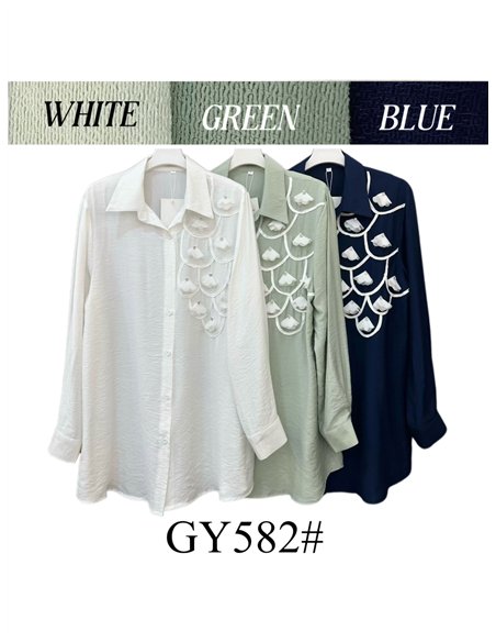 Chemise brodée avec motif en relief