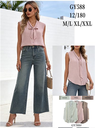 Blusa sin mangas con lazada al cuello 2