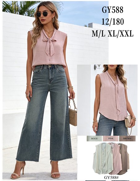 Camicetta senza maniche con laccetto al collo