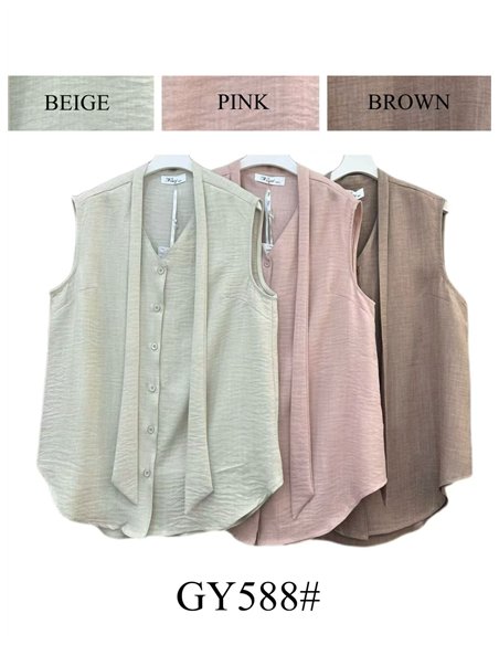 Camicetta senza maniche con laccetto al collo