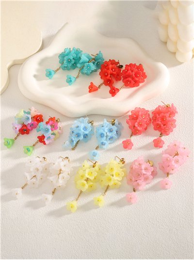 mini boucles d'oreilles à fleurs en cascade