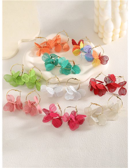 Pendientes de aro con pétalos calados