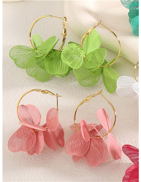 Pendientes de aro con pétalos calados