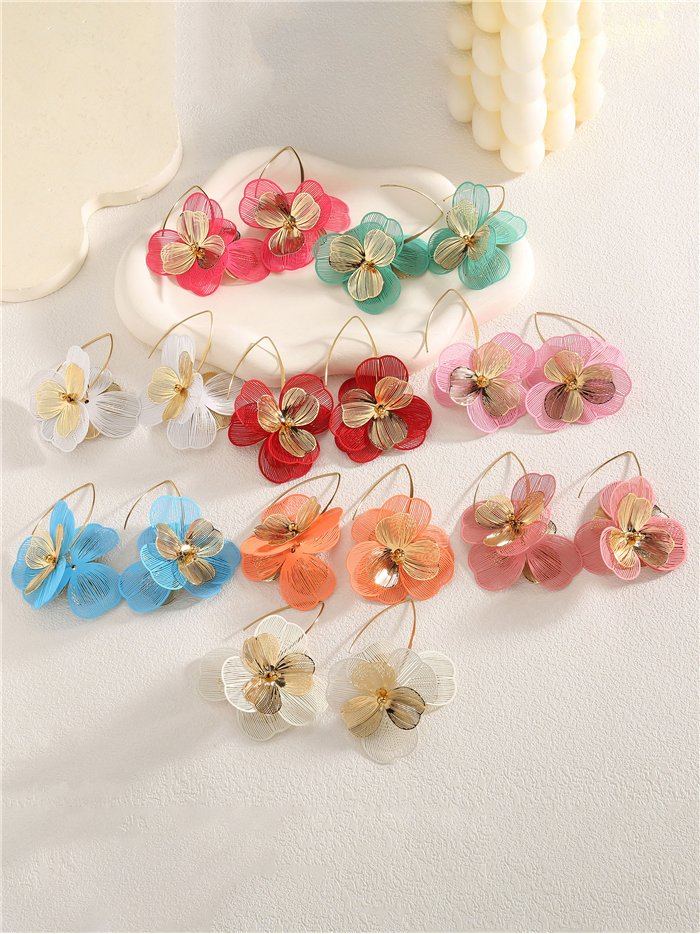 Orecchini maxi a fiore bicolore