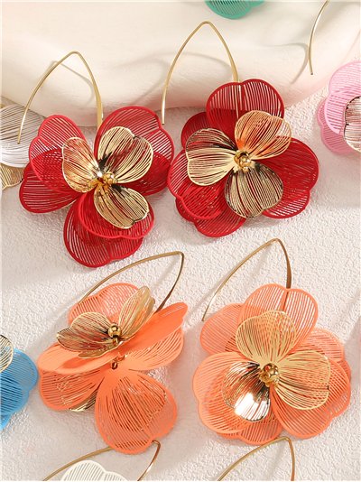 Orecchini maxi a fiore bicolore 2
