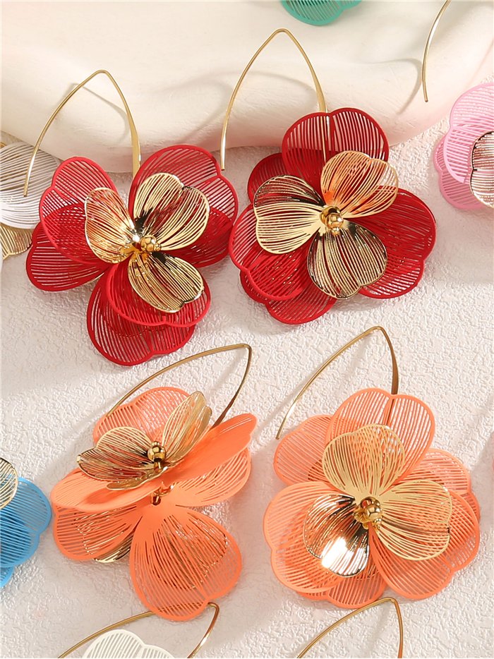 Orecchini maxi a fiore bicolore