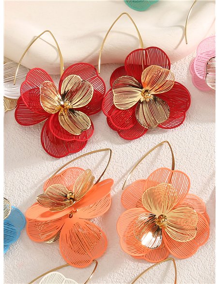 Orecchini maxi a fiore bicolore