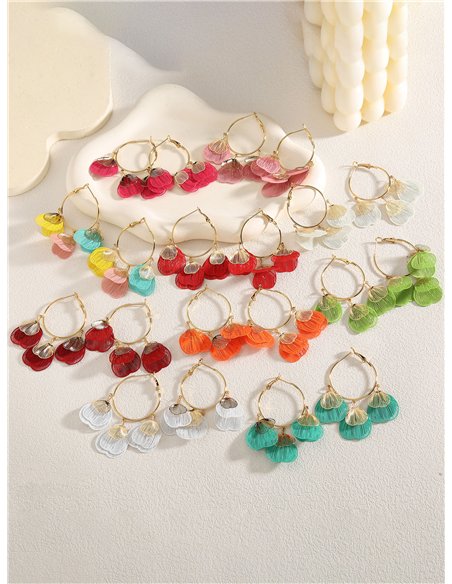 Pendientes de aro con pétalos colgantes