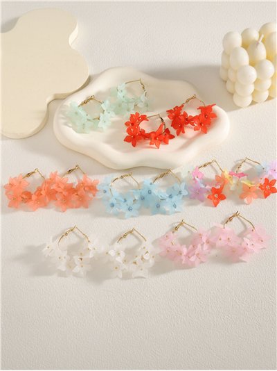 Pendientes de aro con flores estrella