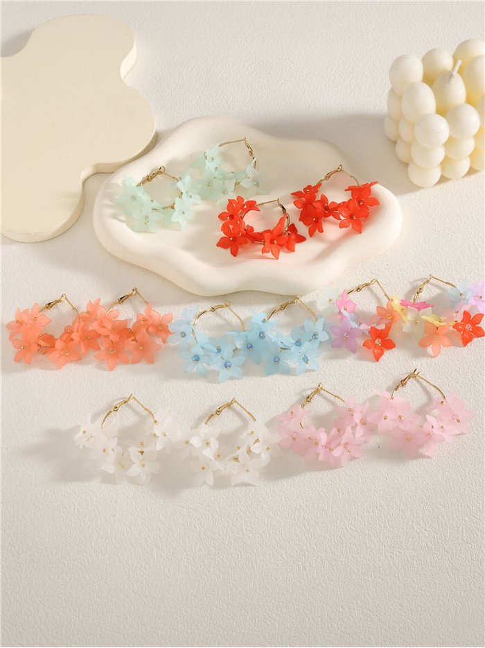 Pendientes de aro con flores estrella