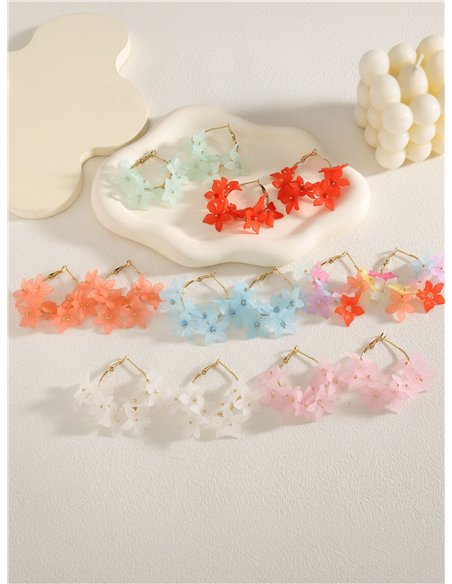 Pendientes de aro con flores estrella