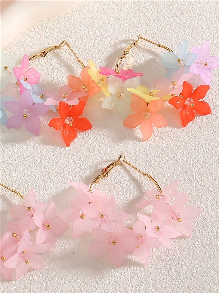 Pendientes de aro con flores estrella