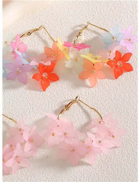 Pendientes de aro con flores estrella