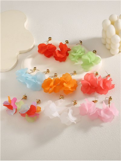 Pendientes flor mate con bola