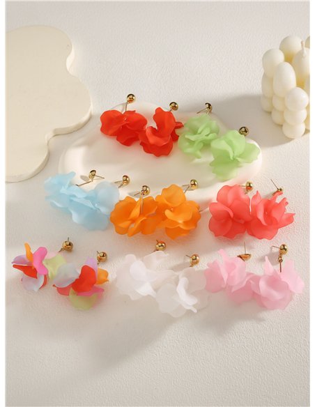 Pendientes flor mate con bola