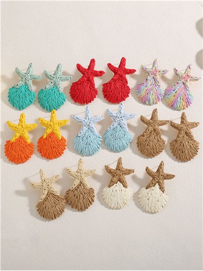 Raffia star tassel earrings