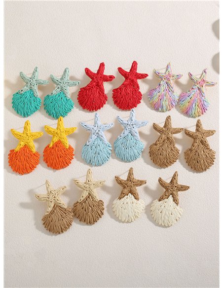 Pendientes estrella de rafia