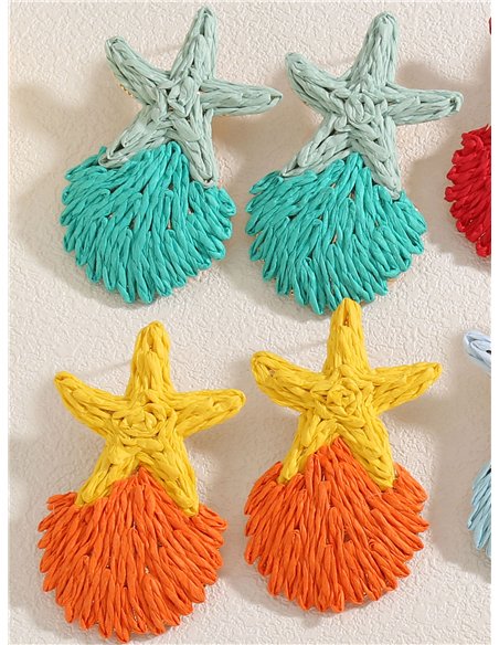 Pendientes estrella de rafia