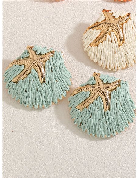 Pendientes concha de rafia con estrella de mar