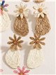 Pendientes lágrima maxi de rafia con flor