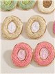 Boucles d'oreilles rondes en raphia bicolore