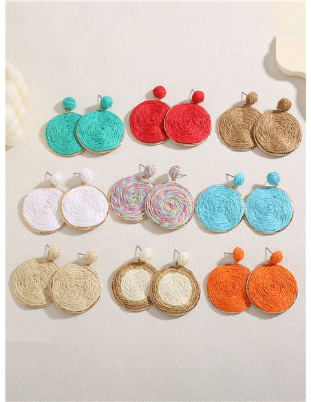 Boucles d'oreilles rondes en raphia