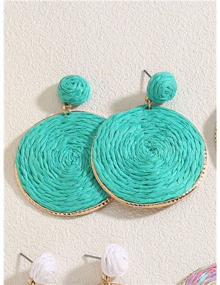 Boucles d'oreilles rondes en raphia