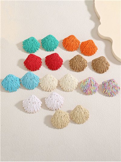 Pendientes concha de rafia