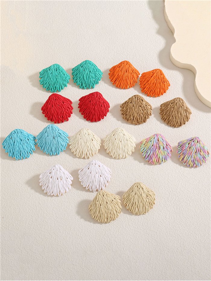 Pendientes concha de rafia