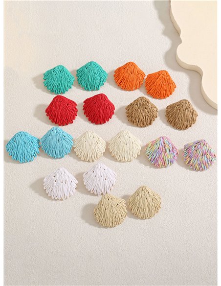 Pendientes concha de rafia