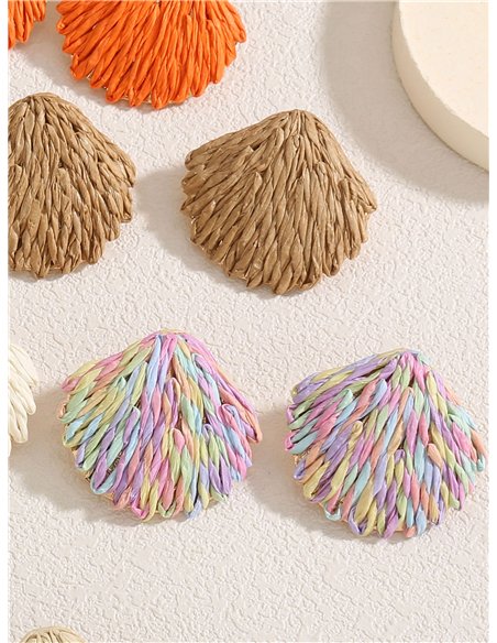 Pendientes concha de rafia