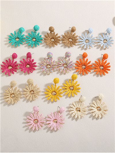 Bast-Gänseblümchen-Ohrringe