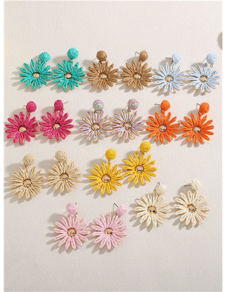 Bast-Gänseblümchen-Ohrringe