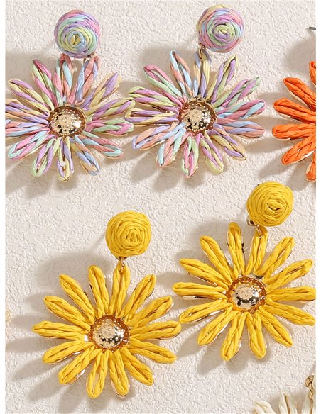 Bast-Gänseblümchen-Ohrringe