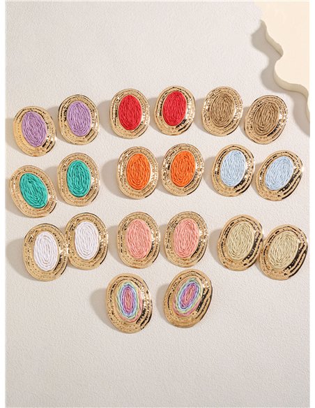 Pendientes ovalados con marco dorado