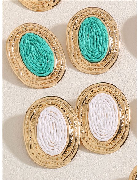 Pendientes ovalados con marco dorado