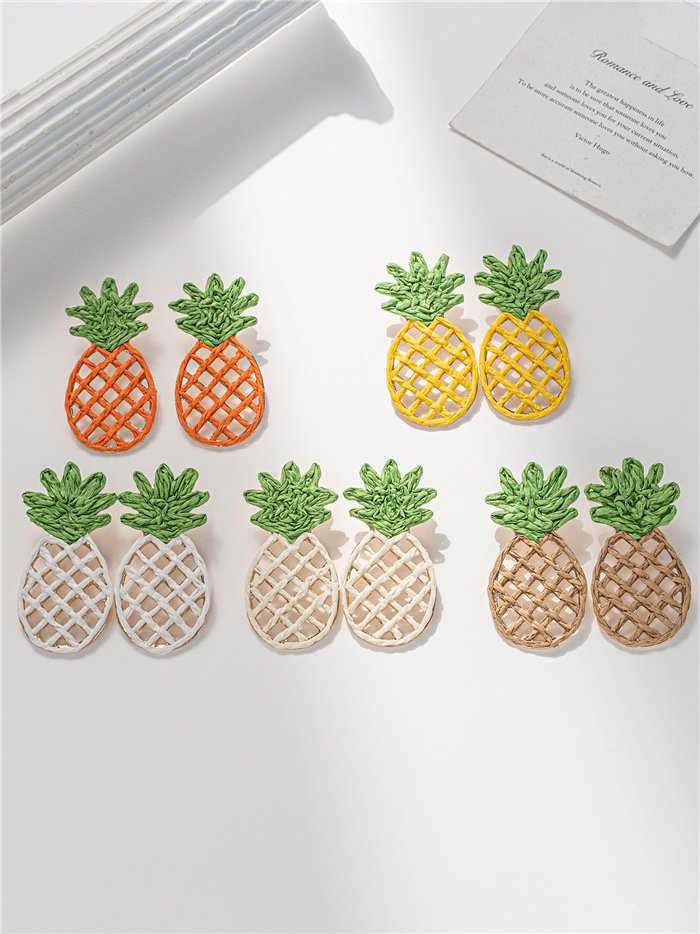 Pendientes piña de rafia