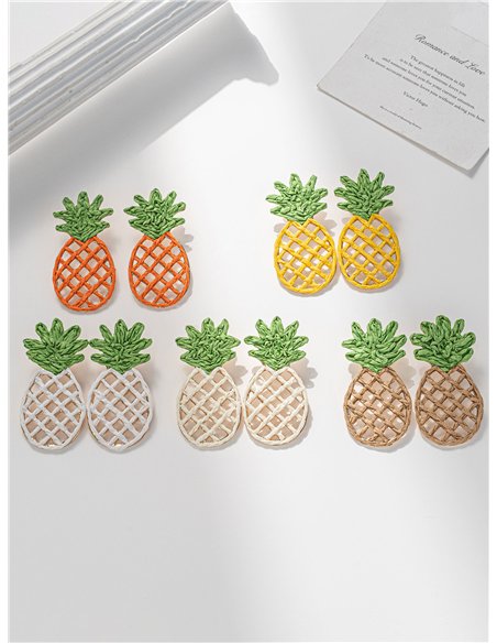 Pendientes piña de rafia