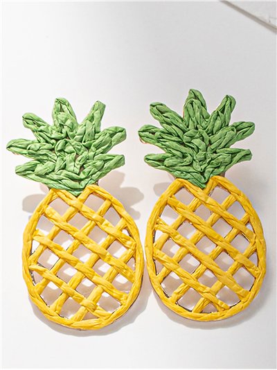 Pendientes piña de rafia 2