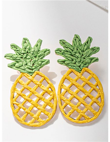 Pendientes piña de rafia