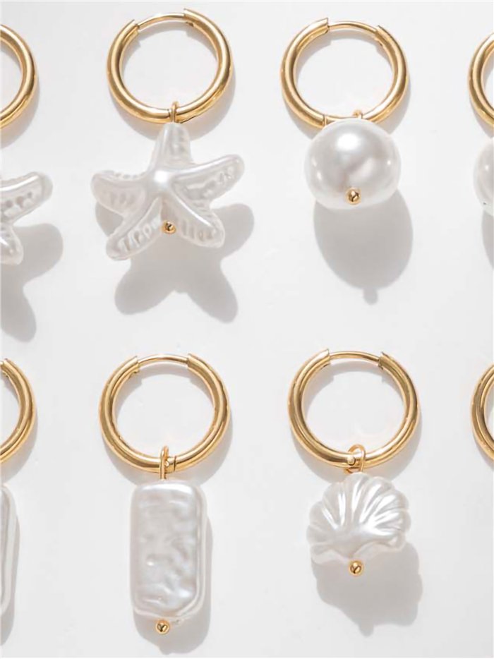 Pendientes aro con charms marinos de perla