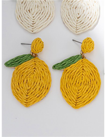 Pendientes limón de rafia