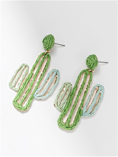 Pendientes cactus de rafia 2